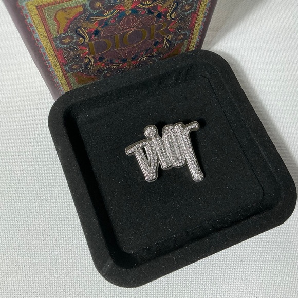 Dior Silver and Crystal Brooch with Box - Picture 2 of 3